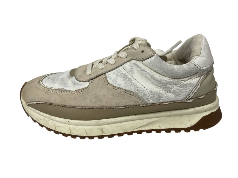 Madewell Kickoff Trainer Beige White Low Top Lace Up Athletic Sneakers Shoes 7M